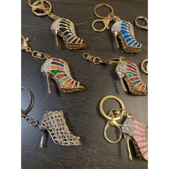 Bag Charm High Heel Bling Fashion Keychain Lot Of 10 Princess Diva Party Favors - Picture 4 of 12